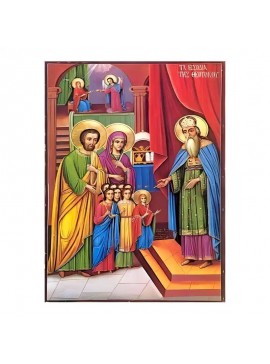 Σετ των 2 Εικόνα Ορθοδοξίας με περίγραμμα χρυσό σε ξύλο Φλαμουρίας  με  βάση Εικόνα Εισόδια της Θεοτόκου Χειροποίητη Ελληνορθόδοξη , Κρεμαστή πλάκα βυζαντινής τέχνης, χριστιανική τέχνη Διάσταση 10x7 cm (3,9 x 2,8 ίντσες) INTRAEK-670999