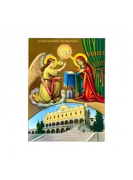 Σετ των 2 Εικόνα Ορθοδοξίας με περίγραμμα χρυσό σε ξύλο Φλαμουρίας  με  βάση Εικόνα Ευαγγελισμός της Θεοτόκου Χειροποίητη Ελληνορθόδοξη , Κρεμαστή πλάκα βυζαντινής τέχνης, χριστιανική τέχνη Διάσταση 10x7 cm (3,9 x 2,8 ίντσες) INTRAEK-670990