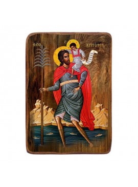 Εικόνα Ορθοδοξίας με περίγραμμα χρυσό σε ξύλο Φλαμουρίας  με  βάση Μπομπονιέρα Βάπτισης Άγιος Χριστόφορος Σετ 20 τεμαχίων, Εικόνα Βάπτισης, Χειροποίητη Βυζαντινή εικόνα Bomboniera 9x6cm, Χριστιανικό Δώρο Διάσταση 50x40 cm (19,7 x 15,8 ίντσες)  INTRAEK-654