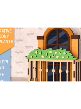 Intra απο ξύλο plywood 3mm-4mm πάχος - Διακοσμητικό Μπαλκόνι με Φυτά Κοπή Laser Δίασταση 30x20 cm INTRAFABR-102990051