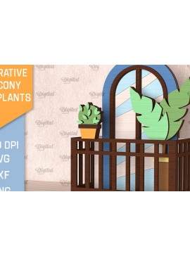 Σετ των 2 Intra απο ξύλο plywood 3mm-4mm πάχος - Διακοσμητικό Μπαλκόνι με Φυτά Κοπή Laser Δίασταση 30x20 cm INTRAFABR-102990084