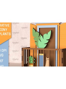 Σετ των 2 Intra απο ξύλο plywood 3mm-4mm πάχος - Διακοσμητικό Μπαλκόνι με Φυτά Κοπή Laser Δίασταση 30x20 cm INTRAFABR-102990134