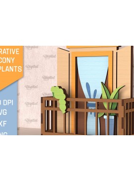 Σετ των 2 Intra απο ξύλο plywood 3mm-4mm πάχος - Διακοσμητικό Μπαλκόνι με Φυτά Κοπή Laser Δίασταση 30x20 cm INTRAFABR-102990191
