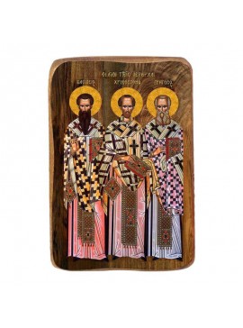 Εικόνα Ορθοδοξίας με περίγραμμα χρυσό σε ξύλο Φλαμουρίας  με  βάση Μπομπονιέρα Βάπτισης Τρεις Ιεράρχες Σετ 20 τεμαχίων, Εικόνα Βάπτισης, Χειροποίητη Βυζαντινή εικόνα Bomboniera 9x6cm, Χριστιανικό Δώρο Διάσταση 45x35 cm (17,7 x 13,8 ίντσες) INTRAEK-5432167