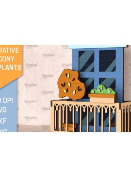 Σετ των 2 Intra απο ξύλο plywood 3mm-4mm πάχος - Διακοσμητικό Μπαλκόνι με Φυτά Κοπή Laser Δίασταση 30x20 cm INTRAFABR-102990214