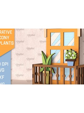 Intra απο ξύλο plywood 3mm-4mm πάχος - Διακοσμητικό Μπαλκόνι με Φυτά Κοπή Laser Δίασταση 30x20 cm INTRAFABR-102989270