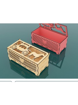 Σετ των 2 Intra απο ξύλο plywood 3mm-4mm πάχος - Διακοσμητικό κουτί Barouche Cut Laser  Δίασταση 225x100 cm INTRAFABR-67837562