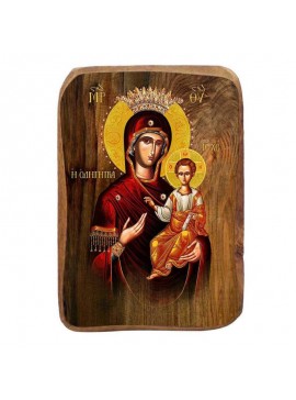 Εικόνα Ορθοδοξίας με περίγραμμα χρυσό σε ξύλο Φλαμουρίας  με  βάση Μπομπονιέρα βάπτισης Παναγία Οδηγός Σετ 20 τεμαχίων, Εικόνα Βάπτισης, Bomboniera Χειροποίητη Βυζαντινή εικόνα 9x6cm, Χριστιανικό Δώρο Διάσταση 50x40 cm (19,7 x 15,8 ίντσες)  INTRAEK-654321