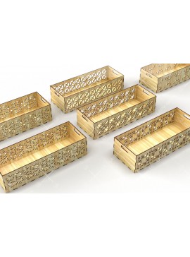 Σετ των 2 Intra απο ξύλο plywood 3mm-4mm πάχος - Διακοσμητικά κουτιά Laser Cut Bundle 01 Δίασταση 15x15 cm INTRAFABR-116835176