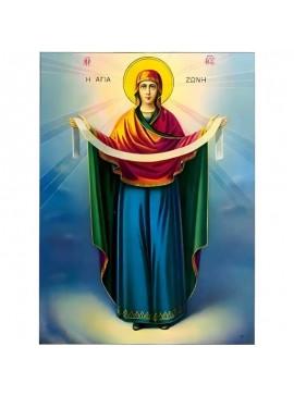 Σετ των 2 Εικόνα Ορθοδοξίας με περίγραμμα χρυσό σε ξύλο Φλαμουρίας  με  βάση Εικόνα Παναγία, Κατάθεση Τίμιας Ζώνης Χειροποίητη Ελληνορθόδοξη , Κρεμαστή πλάκα βυζαντινής τέχνης, χριστιανική τέχνη Διάσταση 10x7 cm (3,9 x 2,8 ίντσες) INTRAEK-670964