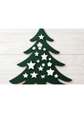 Σετ των 3 Intra απο ξύλο plywood 3mm-4mm πάχος - Διακοσμητικό κομμένο   Χριστουγεννιάτικου Δέντρου Δίασταση 6x6 cm INTRAFABR-111271040