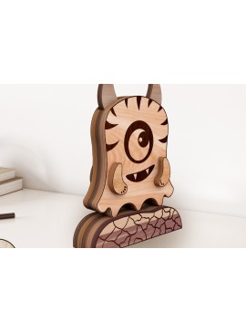 Σετ των 3 Intra απο ξύλο plywood 3mm-4mm πάχος - Διακοσμητικό κομμένο  Cute Monster Δίασταση 8x2 cm INTRAFABR-101533437