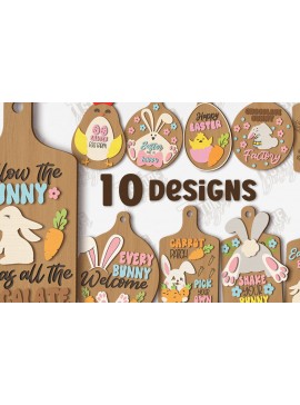 Σετ των 2 Intra απο ξύλο plywood 3mm-4mm πάχος - Πακέτο διακοσμητικών πασχαλινών σανίδων | CNC Δίασταση 15x15 cm INTRAFABR-117201695