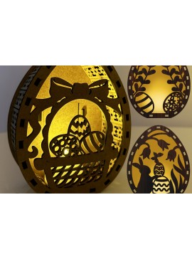 Σετ των 3 Intra απο ξύλο plywood 3mm-4mm πάχος - Διακοσμητικό πασχαλινό φαναράκι με αυγά Δίασταση 5x3 cm INTRAFABR-113962394