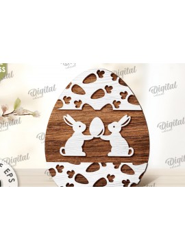 Σετ των 2 Intra απο ξύλο plywood 3mm-4mm πάχος - Διακοσμητικό πασχαλινό αυγό κοπής με λέιζερ. 3D αυγό Δίασταση 15x15 cm INTRAFABR-115503782