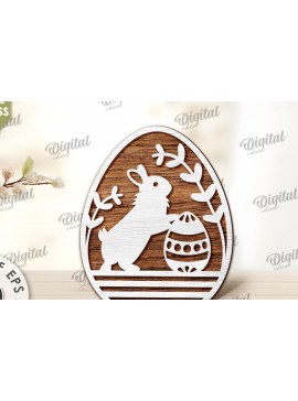 Σετ των 2 Intra απο ξύλο plywood 3mm-4mm πάχος - Διακοσμητικό πασχαλινό αυγό κοπής με λέιζερ. 3D αυγό Δίασταση 15x15 cm INTRAFABR-115504294