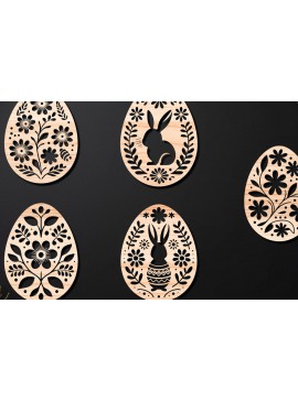 Σετ των 3 Intra απο ξύλο plywood 3mm-4mm πάχος - Διακοσμητικό Πασχαλινό Αυγό LaserCut   Δίασταση 4x4 cm INTRAFABR-112390803
