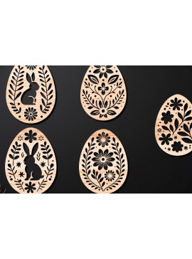Σετ των 3 Intra απο ξύλο plywood 3mm-4mm πάχος - Διακοσμητικό Πασχαλινό Αυγό LaserCut   Δίασταση 4x4 cm INTRAFABR-112390817