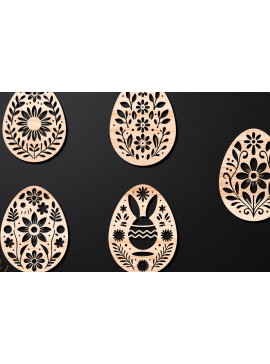 Σετ των 3 Intra απο ξύλο plywood 3mm-4mm πάχος - Διακοσμητικό Πασχαλινό Αυγό LaserCut   Δίασταση 4x4 cm INTRAFABR-112390683