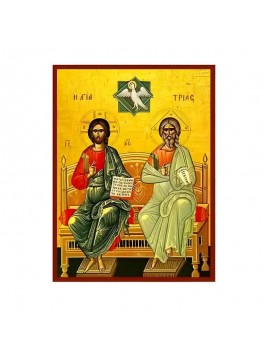 Σετ των 2 Εικόνα Ορθοδοξίας με περίγραμμα χρυσό σε ξύλο Φλαμουρίας  με  βάση Εικόνα Αγία Τριάδα Χειροποίητη Ελληνορθόδοξη , Κρεμαστή πλάκα βυζαντινής τέχνης, χριστιανική τέχνη Διάσταση 10x7 cm (3,9 x 2,8 ίντσες) INTRAEK-670862