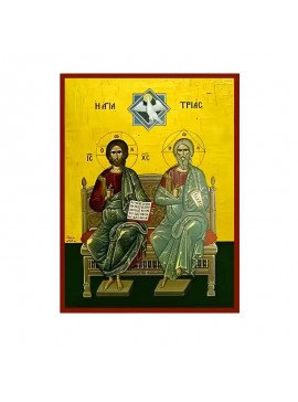 Σετ των 2 Εικόνα Ορθοδοξίας με περίγραμμα χρυσό σε ξύλο Φλαμουρίας  με  βάση Εικόνα Αγία Τριάδα Χειροποίητη Ελληνορθόδοξη , Κρεμαστή πλάκα βυζαντινής τέχνης, χριστιανική τέχνη Διάσταση 10x7 cm (3,9 x 2,8 ίντσες) INTRAEK-670861