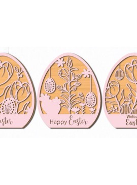 Σετ των 2 Intra απο ξύλο plywood 3mm-4mm πάχος - Διακοσμητικό Πασχαλινό Αυγό  Cut Layer 1482 Δίασταση 15x15 cm INTRAFABR-116825672