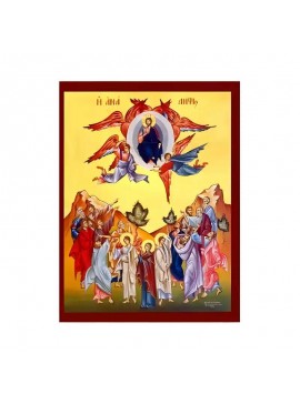 Σετ των 2 Εικόνα Ορθοδοξίας με περίγραμμα χρυσό σε ξύλο Φλαμουρίας  με  βάση Εικόνα Ανάληψη Χριστού Χειροποίητη Ελληνορθόδοξη , Κρεμαστή πλάκα βυζαντινής τέχνης, χριστιανική τέχνη Διάσταση 10x7 cm (3,9 x 2,8 ίντσες) INTRAEK-671046