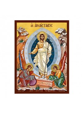 Σετ των 2 Εικόνα Ορθοδοξίας με περίγραμμα χρυσό σε ξύλο Φλαμουρίας  με  βάση Εικόνα Ανάσταση Χριστού Χειροποίητη Ελληνορθόδοξη , Κρεμαστή πλάκα βυζαντινής τέχνης, χριστιανική τέχνη Διάσταση 10x7 cm (3,9 x 2,8 ίντσες) INTRAEK-670844