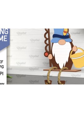 Intra απο ξύλο plywood 3mm-4mm πάχος - Διακοσμητικό ψάρεμα Gnome με λέιζερ Δίασταση 30x20 cm INTRAFABR-98041140