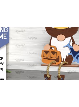 Σετ των 2 Intra απο ξύλο plywood 3mm-4mm πάχος - Διακοσμητικό ψάρεμα Gnome με λέιζερ Δίασταση 30x20 cm INTRAFABR-98040711