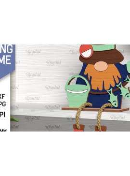 Σετ των 2 Intra απο ξύλο plywood 3mm-4mm πάχος - Διακοσμητικό ψάρεμα Gnome με λέιζερ Δίασταση 30x20 cm INTRAFABR-98040744