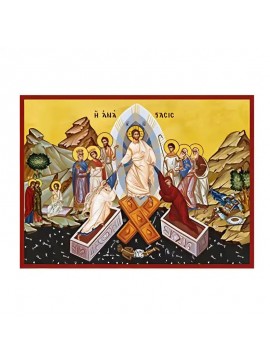 Σετ των 2 Εικόνα Ορθοδοξίας με περίγραμμα χρυσό σε ξύλο Φλαμουρίας  με  βάση Εικόνα Ανάσταση Χριστού, Άδου Κάθοδος Χειροποίητη Ελληνορθόδοξη , Κρεμαστή πλάκα βυζαντινής τέχνης, χριστιανική τέχνη Διάσταση 10x7 cm (3,9 x 2,8 ίντσες) INTRAEK-671036