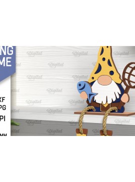 Σετ των 2 Intra απο ξύλο plywood 3mm-4mm πάχος - Διακοσμητικό ψάρεμα Gnome με λέιζερ Δίασταση 30x20 cm INTRAFABR-98040792