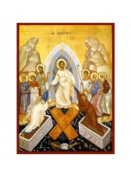 Σετ των 2 Εικόνα Ορθοδοξίας με περίγραμμα χρυσό σε ξύλο Φλαμουρίας  με  βάση Εικόνα Ανάσταση Χριστού, Άδου Κάθοδος Χειροποίητη Ελληνορθόδοξη , Κρεμαστή πλάκα βυζαντινής τέχνης, χριστιανική τέχνη Διάσταση 10x7 cm (3,9 x 2,8 ίντσες) INTRAEK-671035