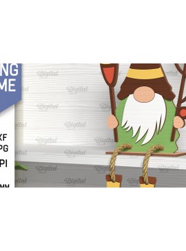 Σετ των 2 Intra απο ξύλο plywood 3mm-4mm πάχος - Διακοσμητικό ψάρεμα Gnome με λέιζερ Δίασταση 30x20 cm INTRAFABR-98040829