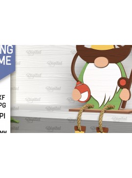 Σετ των 2 Intra απο ξύλο plywood 3mm-4mm πάχος - Διακοσμητικό ψάρεμα Gnome με λέιζερ Δίασταση 30x20 cm INTRAFABR-98041023