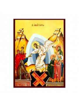 Σετ των 2 Εικόνα Ορθοδοξίας με περίγραμμα χρυσό σε ξύλο Φλαμουρίας  με  βάση Εικόνα Ανάσταση Χριστού, Άδου Κάθοδος Χειροποίητη Ελληνορθόδοξη , Κρεμαστή πλάκα βυζαντινής τέχνης, χριστιανική τέχνη Διάσταση 10x7 cm (3,9 x 2,8 ίντσες) INTRAEK-671032