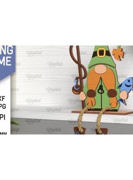 Σετ των 2 Intra απο ξύλο plywood 3mm-4mm πάχος - Διακοσμητικό ψάρεμα Gnome με λέιζερ Δίασταση 30x20 cm INTRAFABR-98041099