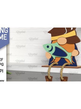 Intra απο ξύλο plywood 3mm-4mm πάχος - Διακοσμητικό ψάρεμα Gnome με λέιζερ Δίασταση 30x20 cm INTRAFABR-98040627