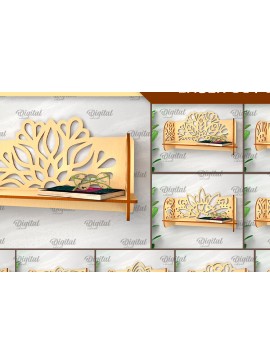 Σετ των 2 Intra απο ξύλο plywood 3mm-4mm πάχος - Διακοσμητικά ράφια τοίχου με λουλούδια  Δίασταση 30x20 cm INTRAFABR-99621777