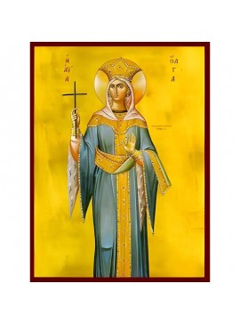 Εικόνα Ορθοδοξίας με περίγραμμα χρυσό σε ξύλο Φλαμουρίας  με  βάση Εικόνα ΑΓΙΑ ΟΛΓΑ, ΠΡΙΓΚΙΠΙΣΣΑ ΤΗΣ ΡΩΣΙΑΣ Χειροποίητη Ελληνορθόδοξη εικόνα του Ιησού Χριστού, Κρεμαστή πλάκα βυζαντινής τέχνης, χριστιανική τέχνη Διάσταση 40x30 cm (10,2x7,9 ίντσες)  INTRAE