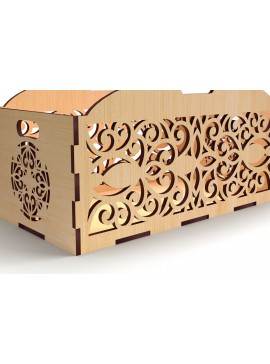 Σετ των 2 Intra απο ξύλο plywood 3mm-4mm πάχος - Διακοσμητικό κουτί δώρου Δίσκος κοπής με λέιζερ Δίασταση 15x15 cm INTRAFABR-83152438