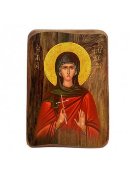 Εικόνα Ορθοδοξίας με περίγραμμα χρυσό σε ξύλο Φλαμουρίας  με  βάση Μπομπονιέρα Βάπτισης Αγία Γλυκερία Σετ 20 τεμαχίων, Εικόνα Βάπτισης, Μπομπονιέρα Χειροποίητη Βυζαντινή εικόνα 9x6cm, Χριστιανικό Δώρο Διάσταση 50x40 cm (19,7 x 15,8 ίντσες)  INTRAEK-654321