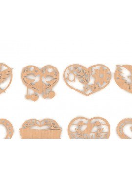Σετ των 2 Intra απο ξύλο plywood 3mm-4mm πάχος - Διακοσμητικές καρδιές για διακόσμηση τοίχου από κόντρα πλακέ Δίασταση 30x20 cm INTRAFABR-39070233
