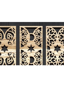 Σετ των 2 Intra απο ξύλο plywood 3mm-4mm πάχος - Διακοσμητικό πάνελ κοπής με λέιζερ  Δίασταση 20x20 cm INTRAFABR-95040488