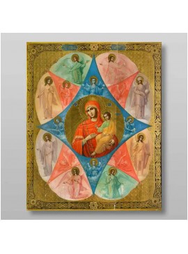 Σετ 2 τεμαχίων – Εικόνα Ορθοδοξίας με περίγραμμα χρυσό σε ξύλο Φλαμουρίας  με  βάση Το Burning Bush Icon of the Mother of God Χειροποίητη Ελληνορθόδοξη , Κρεμαστή πλάκα βυζαντινής τέχνης, χριστιανική τέχνη Διάσταση 15x11 cm (5,9 x 4,3 ίντσες) INTRAEK-2122