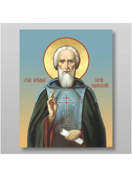 Σετ 2 τεμαχίων – Εικόνα Ορθοδοξίας με περίγραμμα χρυσό σε ξύλο Φλαμουρίας  με  βάση Σέργιος του Ραντόνεζ, Χειροποίητη Ελληνορθόδοξη , Κρεμαστή πλάκα βυζαντινής τέχνης, χριστιανική τέχνη Διάσταση 15x11 cm (5,9 x 4,3 ίντσες) INTRAEK-21214