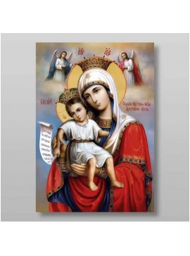 Εικόνα Ορθοδοξίας με περίγραμμα χρυσό σε ξύλο Φλαμουρίας  με  βάση Εικόνα της Μητέρας του Θεού It is Truly Meet Χειροποίητη Ελληνορθόδοξη , Κρεμαστή πλάκα βυζαντινής τέχνης, χριστιανική τέχνη Διάσταση 10x7 cm (3,9 x 2,8 ίντσες) INTRAEK-71142