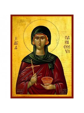 Εικόνα Ορθοδοξίας με περίγραμμα χρυσό σε ξύλο Φλαμουρίας  με  βάση Εικόνα ΑΓΙΑ ΠΑΡΑΣΚΕΥΗ, Η ΜΕΓΑΛΟΜΑΡΤΥΣ Χειροποίητη Ελληνορθόδοξη εικόνα του Ιησού Χριστού, Κρεμαστή πλάκα βυζαντινής τέχνης, χριστιανική τέχνη Διάσταση 40x30 cm (10,2x7,9 ίντσες)  INTRAEK-1