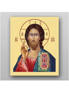 Εικόνα Ορθοδοξίας με περίγραμμα χρυσό σε ξύλο Φλαμουρίας  με  βάση Εικόνα του Ιησού Χριστού - Χειροποίητη Ελληνορθόδοξη , Κρεμαστή πλάκα βυζαντινής τέχνης, χριστιανική τέχνη Διάσταση 10x7 cm (3,9 x 2,8 ίντσες) INTRAEK-71032